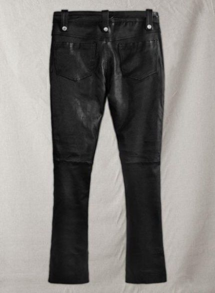 Women’s Gothic Leather Pant with Front Corset Lace-up Flared Bottom Women’s Edgy Black Leather Trousers with Adjustable Lace-Up Front & Metal Zip Details