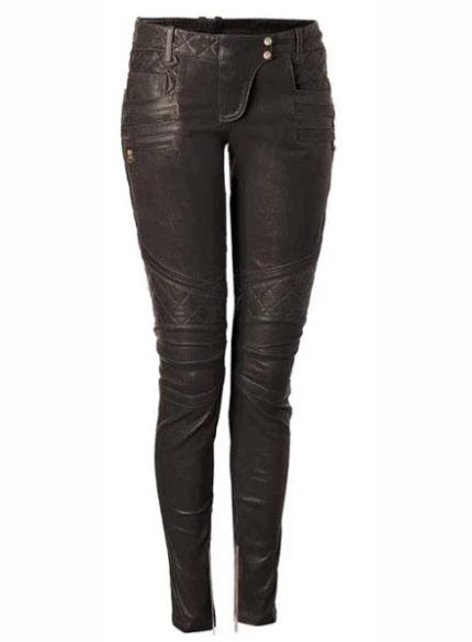 Women's Black Leather Pants - Slim Fit High-Waist Design Women's Skinny Leather Pants - Modern and Chic Women’s Quilted Biker Leather Pants